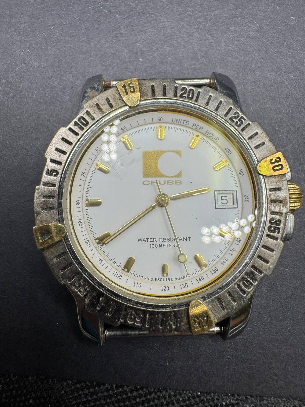 Vintage Esquire Swiss Quartz Wristwatch Two Tone Water Resistant 100M Watch